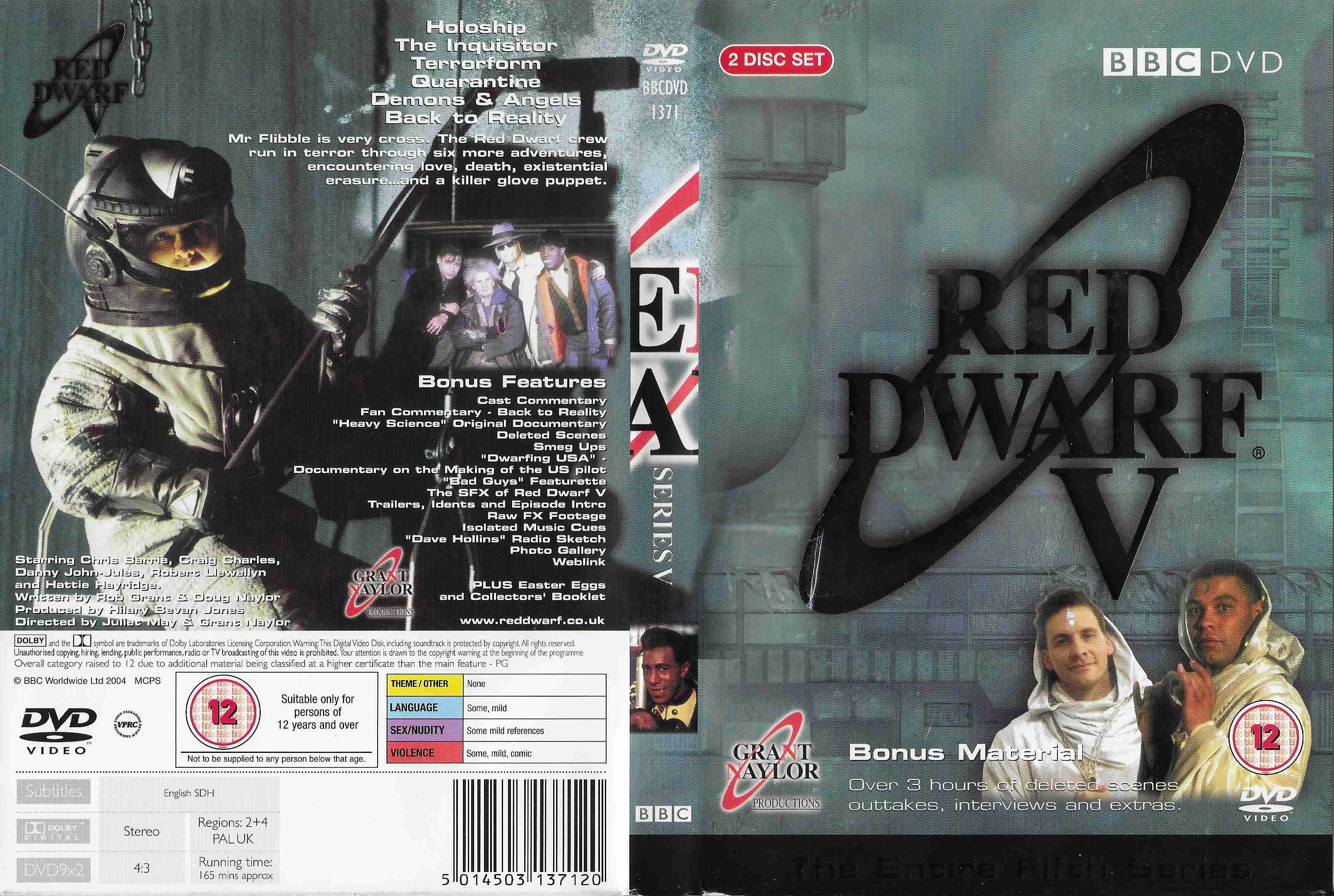 Picture of BBCDVD 1371 Red dwarf - Series V by artist Rob Grant / Doug Naylor from the BBC records and Tapes library